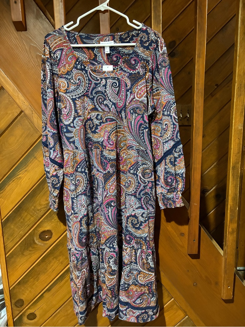 Paisley Long Sleeve Maxi Dress in Navy by Canyon Retreat